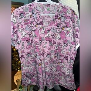 XL Fun Dog/Cat Print Scrub Top